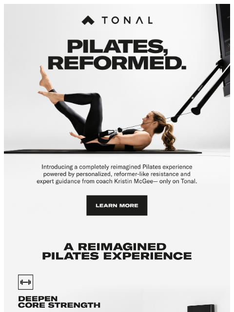 tonal newsletter: Introducing Pilates on Tonal