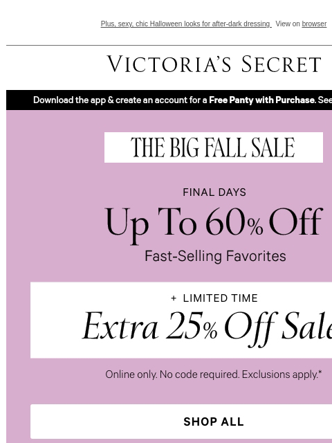 victoriassecret newsletter: Last Day: Extra 25% Off Sale