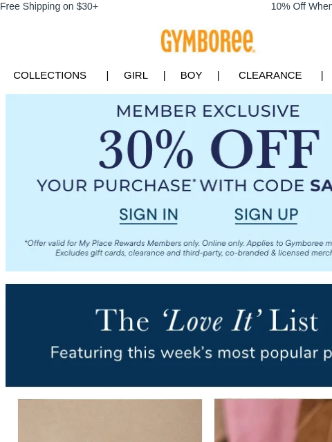 gymboree newsletter: Last Day โผ๏ธ Save EXTRA 30% Off Fall Favorites!