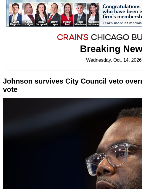 crainalerts newsletter: Johnson narrowly fends off bid to curb his borrowi...