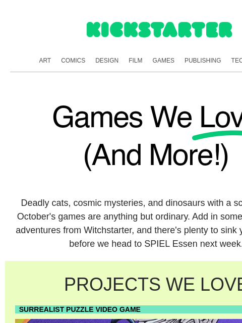 kickstarter newsletter: A little mischief, a little magic