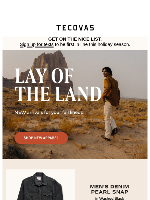 tecovas newsletter: Earthy Hues Are Here