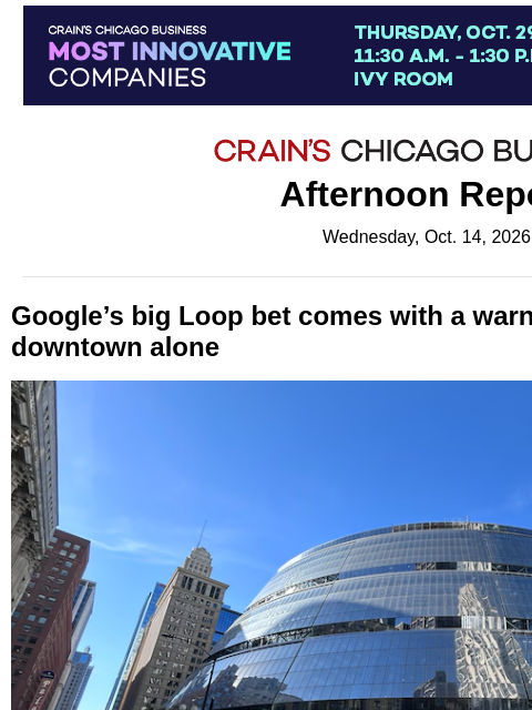 crainalerts newsletter: Google's Loop bet comes with a warning