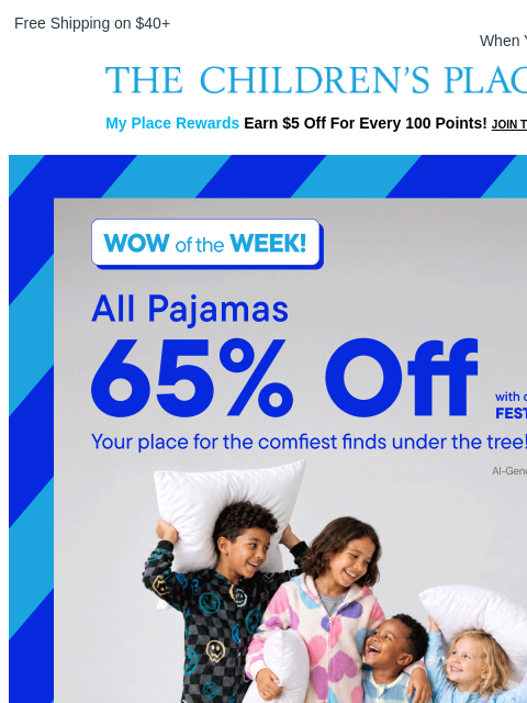childrensplace newsletter: 65% off Matching Holiday PJs with code FESTIVE20 ✨