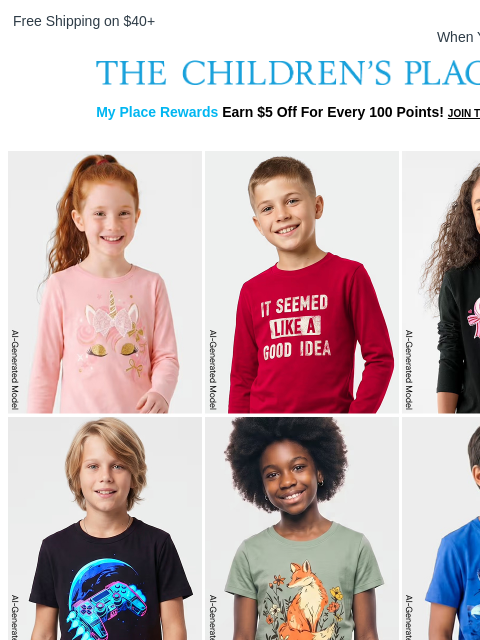 childrensplace newsletter: Limited Time Deal! Graphic Tees Just $4!