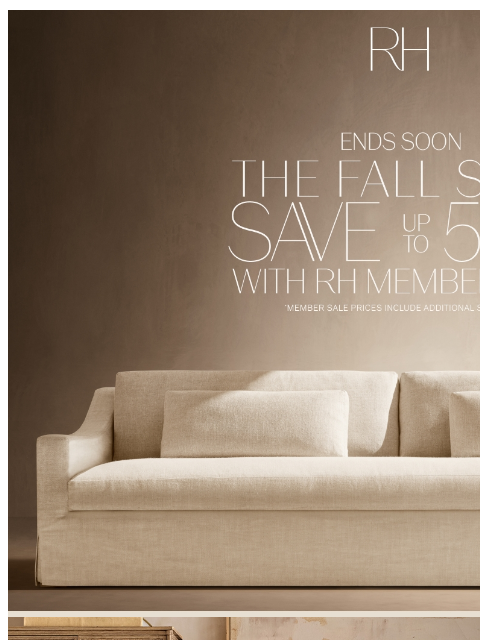 rh newsletter: Discover Up to 50% Off Living, Dining, Bedroom & M...