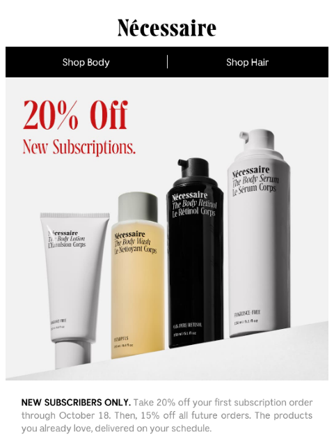 necessaire newsletter: 20% Off New Subscriptions