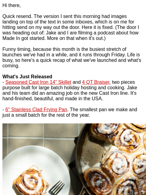 madeincookware newsletter: Trying Again...The One Launch I'm Most Excited Abo...