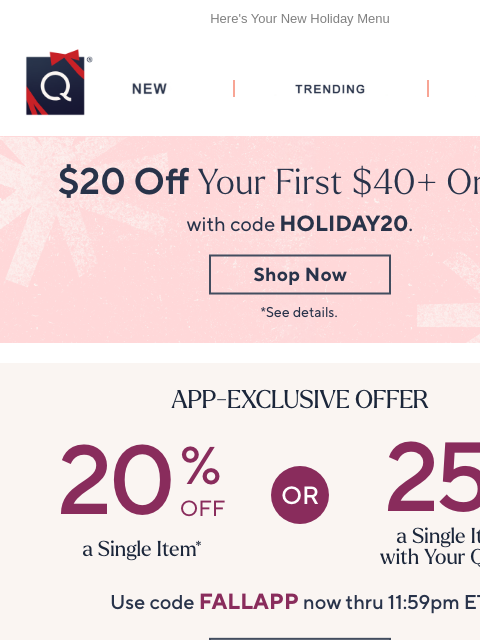 qvcemail newsletter: Holiday Hero! Corky’s BBQ TSV® + Get $20 Off