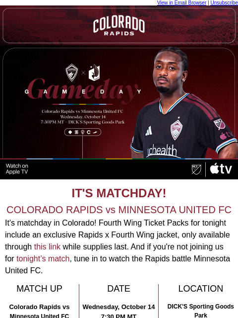 thecoloradorapids newsletter: How to Watch | Rapids vs Minnesota United FC