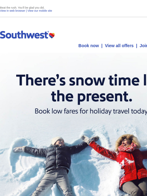 southwest newsletter: Book your holiday flights today!