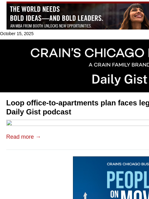 crainalerts newsletter: Loop office-to-apartments plan faces legal hurdles...