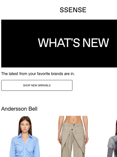 ssense newsletter: New Arrivals from Andersson Bell, JW Anderson, and...