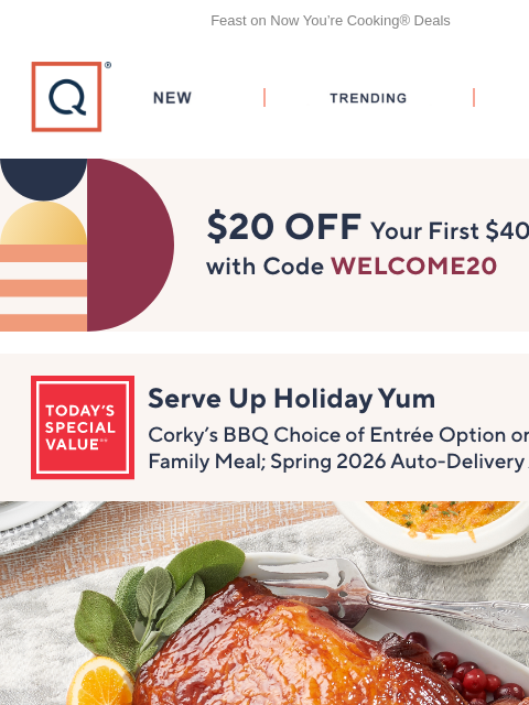 qvcemail newsletter: Menu, Planned! Corky’s BBQ TSV® + Get $20 Off