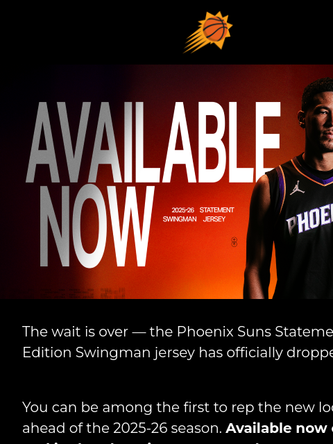 suns newsletter: Suns Statement Edition Jersey is On Sale Now!