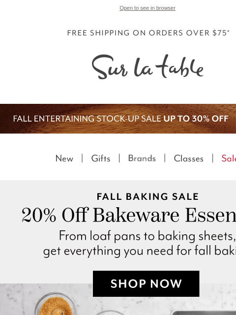 surlatable newsletter: Starts Today: Fall Baking Sale π₯§