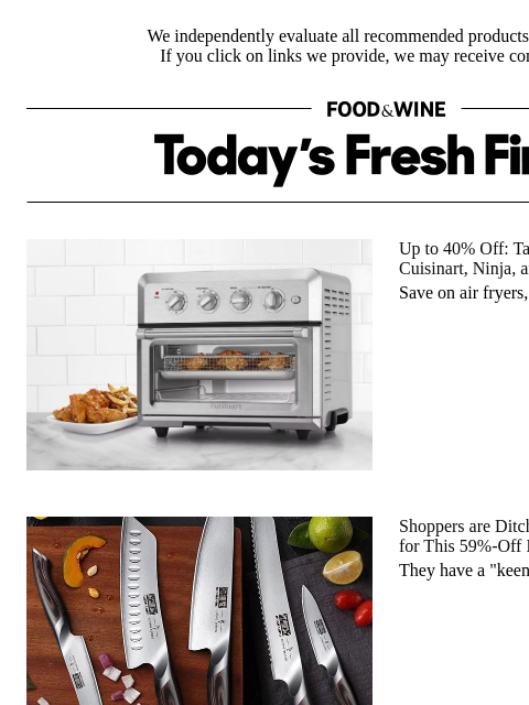 foodandwine newsletter: This 59%-Off Japanese Knife Set Is 'Very Sharp' Ri...