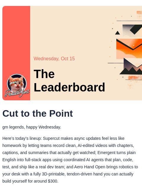 producthunt newsletter: 😸 Videos that don't suck