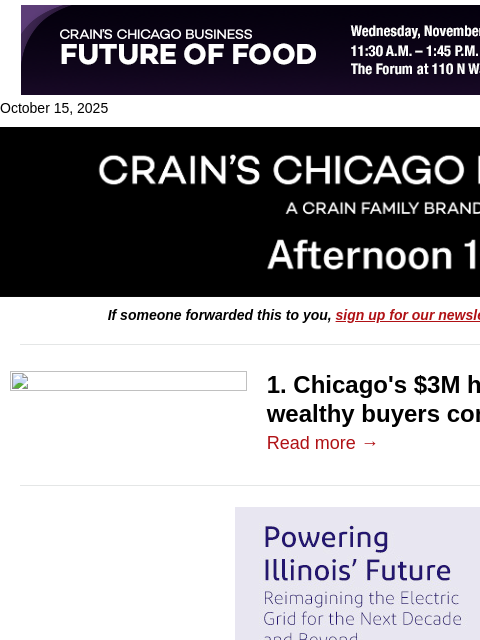 crainalerts newsletter: $3M homes selling fast as wealthy buyers compete