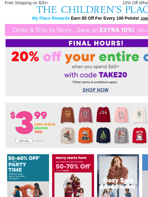 childrensplace newsletter: $3.99 Long Sleeve Tees ⚡ Shop it now...