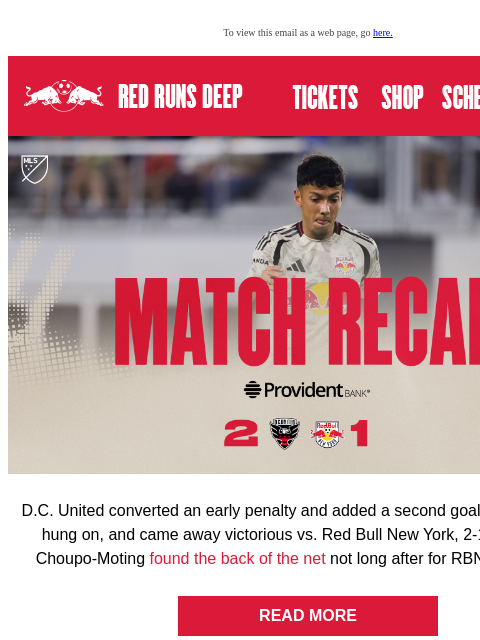 newyorkredbulls newsletter: RBNY Match Recap