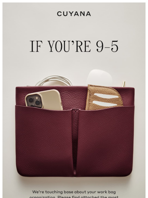 cuyana newsletter: Quick Sync: Your Work Bag
