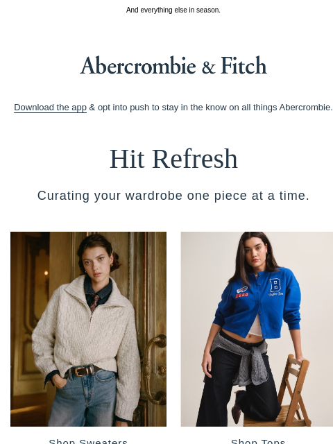 abercrombie newsletter: Sweaters, tops, denim...