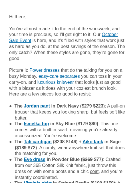 mmlafleur newsletter: The October Sale Event is here.