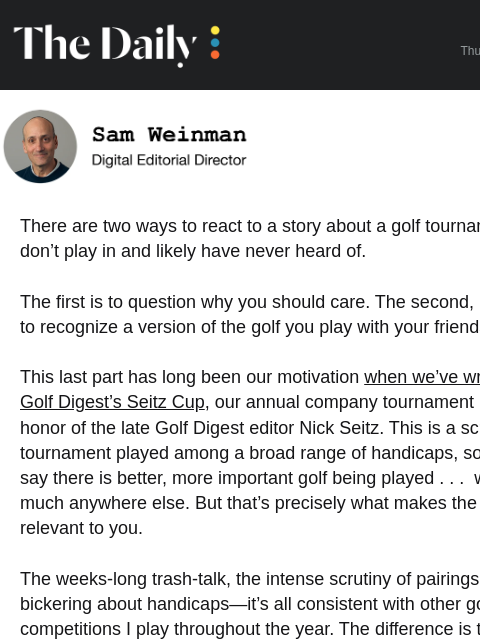 golfdigest newsletter: You didn't ask, we still answered