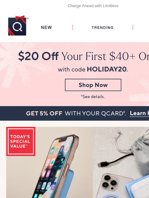 qvcemail newsletter: All-in-One Bank = All-Day Power + Get $20 Off