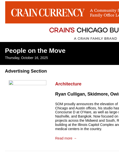 crainalerts newsletter: Crain's Chicago Business - People on the Move