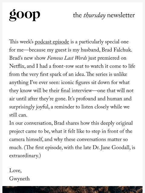 goop newsletter: the Thursday newsletter
