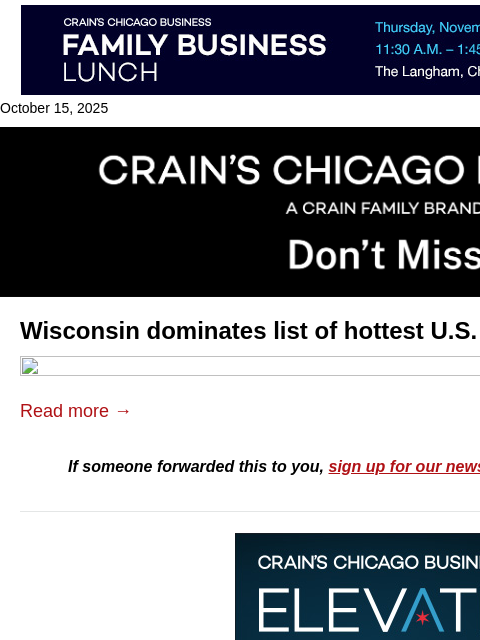 crainalerts newsletter: Wisconsin dominates list of hot housing markets