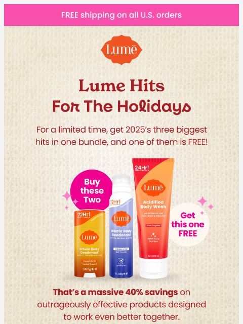 lumedeodorant newsletter: Limited time offer: 40% off with Lume Hits! π€ποΈ