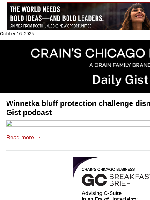 crainalerts newsletter: Winnetka bluff protection challenge dismissed: Cra...