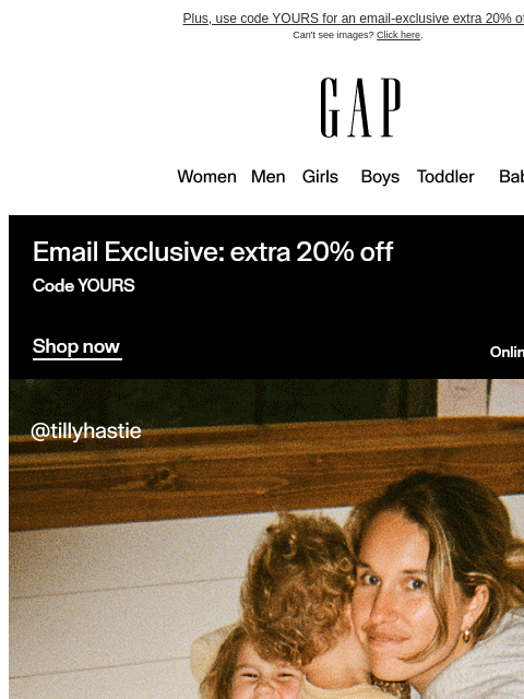 gap newsletter: Yes, PJs are officially half off + 40% off everyth...