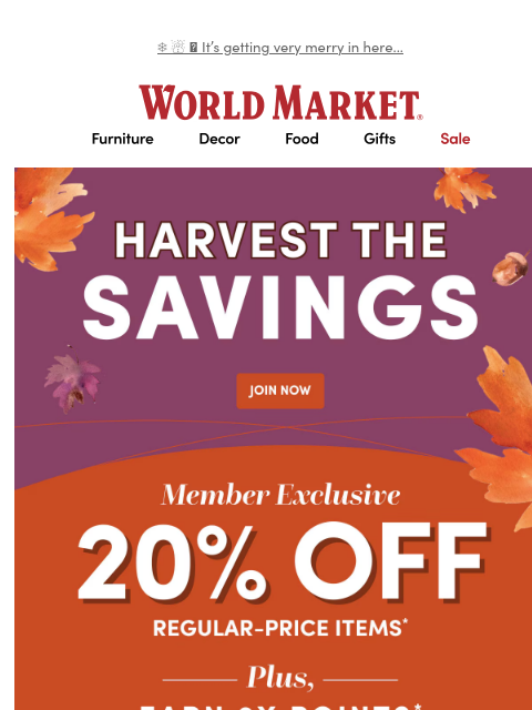 emailworldmarket newsletter: π¨20% off STARTS NOW