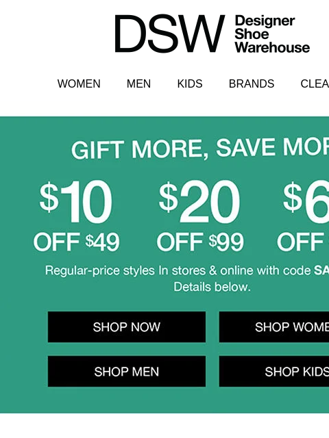 dsw newsletter: $10 off new shoes? Yes, please!