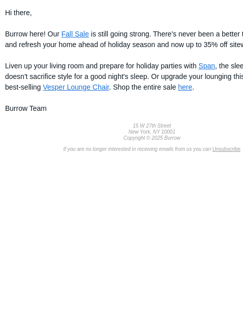 burrow newsletter: Don’t miss up to 35% off