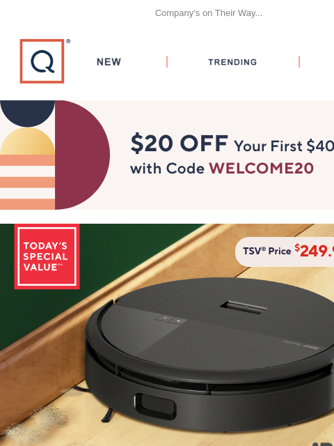 qvcemail newsletter: A Clean Combo: Robot Vac & Mop + Get $20 Off