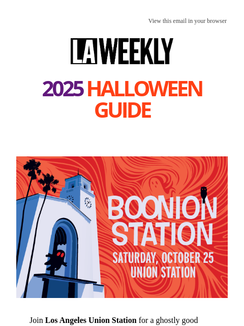 laweekly newsletter: Boo! LA Weekly's 2025 Halloween Guide Awaits