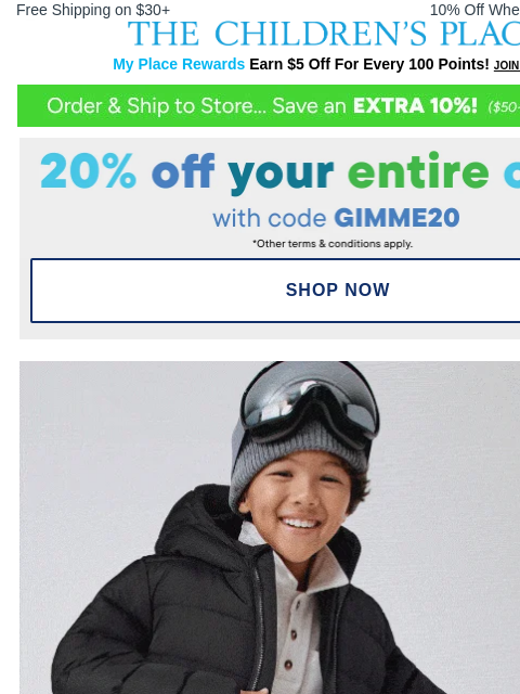 childrensplace newsletter: OMG! Hooded Puffers are NOW $17.99 😱