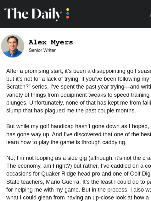 golfdigest newsletter: Can caddying make you a better player?