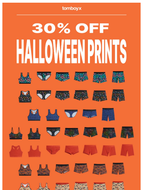 tomboyx newsletter: 30% Off Halloween Prints