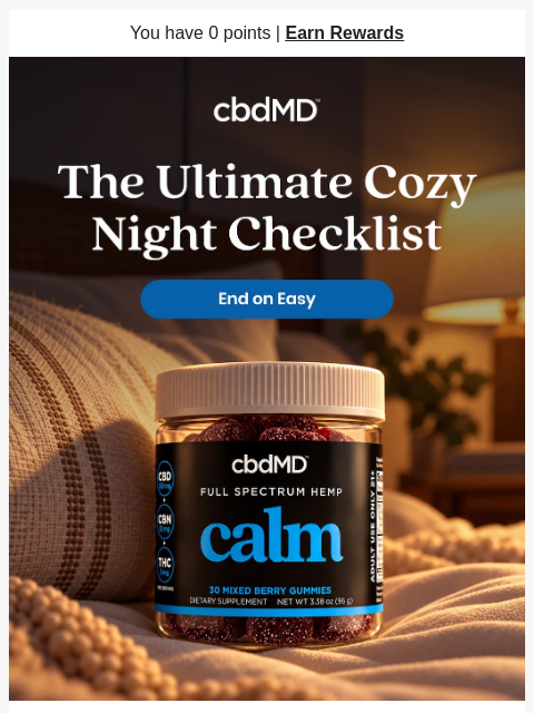 cbdmd newsletter: Here’s What Your Cozy Night in Should Look Like