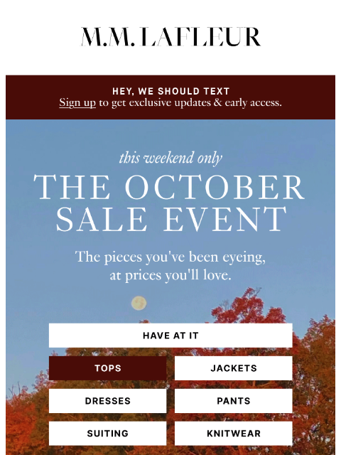 mmlafleur newsletter: You’re Invited: The October Sale Event