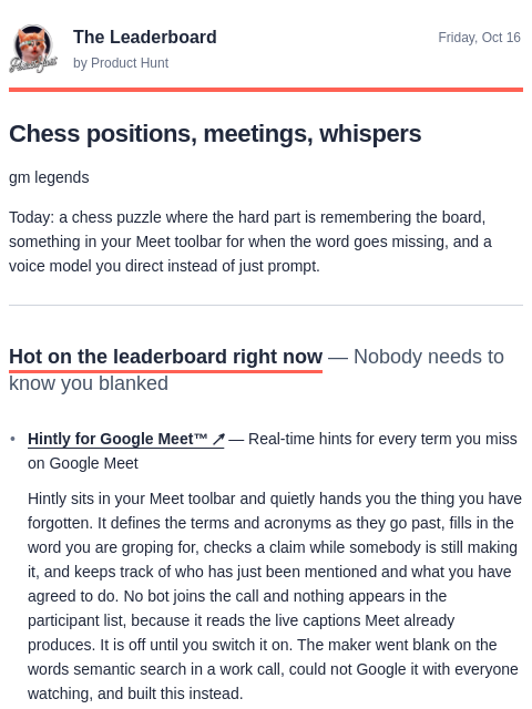 producthunt newsletter: 😸 On the tip of your tongue