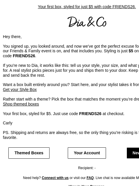 dia newsletter: You’re on the Friends & Family list