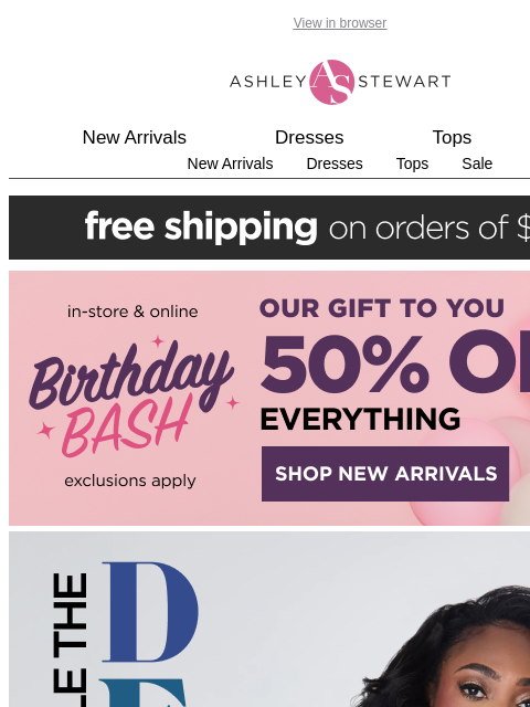 ashleystewart newsletter: 🎉It's the birthday takeover🍾50% off everything🎈...