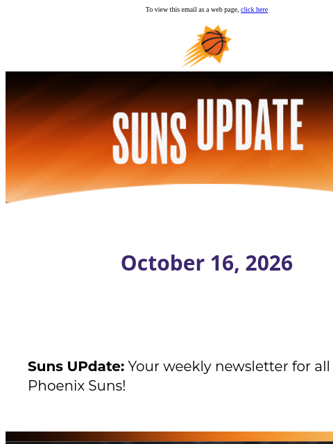suns newsletter: Suns UPdate: See Up to 8 Home Games for $99/Month!